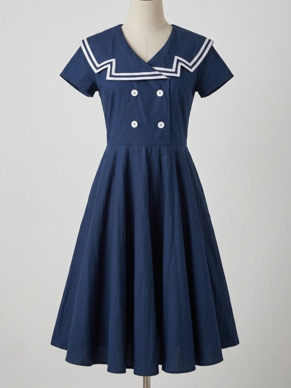 Maggie Tang Navy Blue Sailor Nautical Rockabilly Dress Size Large 12 14